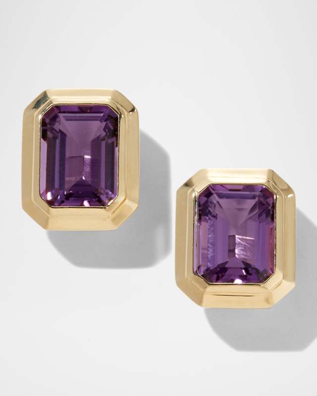 18K Manhattan Amethyst Stud Earrings